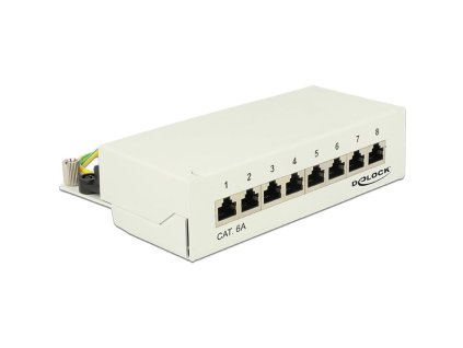 Rozvaděč Delock Patch Panel pro nástěnnou montáž RJ-45 X 8 / světle šedá RAL 7035