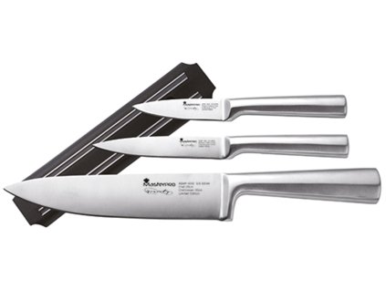 Sada tří kuchyňských nožů Masterpro / kuchařský nůž 20 cm / univerzální nůž 12,5 cm / odřezávací nůž 8,75 cm / magnetický stojan