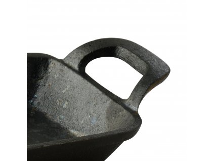 Litinový mini pekáč s bambusovým podnosem Masterpro / 17 x 10 x 2,5 cm / černá