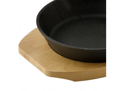 Litinová mini pánev s bambusovým podstavcem Masterpro / 16 cm / černá