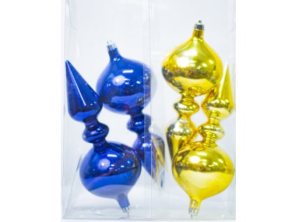 Set vánočních ozdob DUE ESSE 25/10 cm / 4 ks / modrá / zlatá