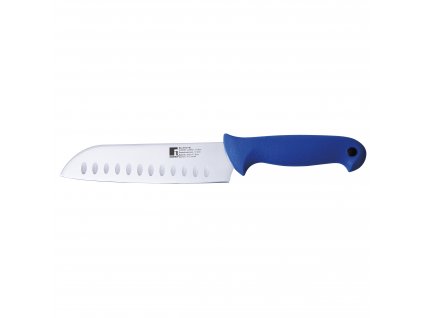 Nůž Santoku z nerezové oceli Bergner / 17,5 cm / modrá