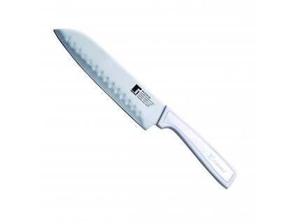 Nůž Santoku z nerezové oceli Bergner / 17,5 cm / bílá