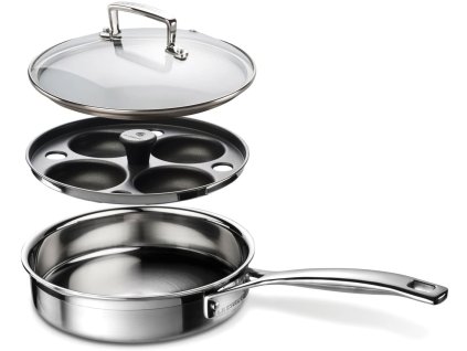 3-vrstvá nerezová pánev na restování s pošírovací vložkou Le Creuset