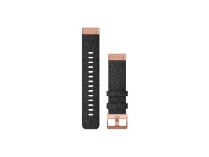 Řemínek Garmin QuickFit 20mm - nylonový, černý, růžovozlatá přezka