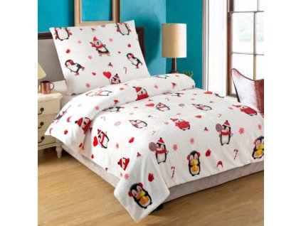 Ložní povlečení Tučňák, 1 x 70 x 90, 1x 140 x 200 cm, 100% mikrovlákno / polyester