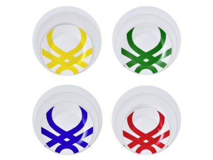 12-dílná sada porcelánových talířů United Colors of Benetton Rainbow / 12ks / porcelán / bílá / vícebarevná