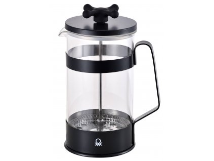 Kávovar French Press United Colors of Benetton Black & White BE-0682-BK / 0,6 l / borosilikátové sklo / nerez / černá