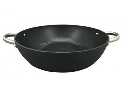 Paella pánev MasterPro BGMP-3557 / Ø 32 x 7,8 cm / 2 rukojeti / černá