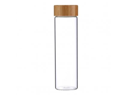 Skleněná láhev s bambusovým víkem Bergner / 600 ml / transparentní