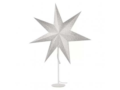 LED vánoční papírová hvězda Emos se stojánkem 45 cm vnitřní / bílá / stříbrná