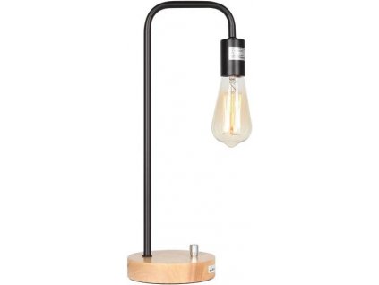 Stolní lampa, industriální design / dřevo, černá