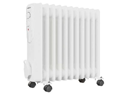 Olejový radiátor s termostatem / 11 žeber / 2500 W / pro 25 m² / bílá