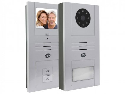 Barevný dveřní videotelefon s obrazovkou Rev Quattroline / 6 W / 1 000 mA / 15 V / 80 dB / 3,4" / stříbrná