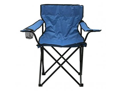 Campingová židle s držákem na nápoje / nosnost 100 kg / modrá