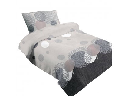 3-dílné ložní povlečení Pompas / mikroplyš / 2 ks 70 x 90 cm / 220 x 200 cm / 100% polyester / béžová / šedá