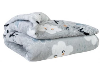 Deka z mikroplyše / 150 x 200 cm / 100% polyester / 300 g/m2 / motiv ovečka / šedá