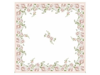 Papírový dekorativní ubrus Duni Dunicel® / 84 x 84 cm / motiv Rose Glory / bílá/růžová