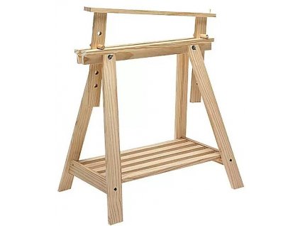 Dřevěný kozlík Astigarraga / výškově nastavitelný až do max. 98,5 cm / nosnost 400 kg se 2 dřevěnými kozlíky / borovice / přírodní