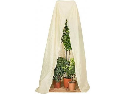 Ochranná zimní plachta na rostliny s držákem / (Ø x V) 140 x 270 cm / vláknitá tkanina / béžová