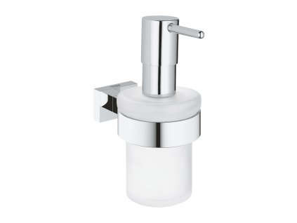 Dávkovač tekutého mýdla s držákem Grohe Essentials Cube / 160 ml / kov/sklo / chrom