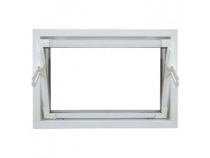 Výklopné okno Q59 do suterénu / 60 x 50 cm / plast / bílá