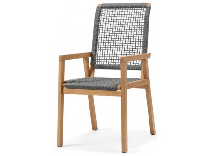 Židle s textilním výpletem / nosnost max. 140 kg / eukalyptové dřevo/100% PP / šedá