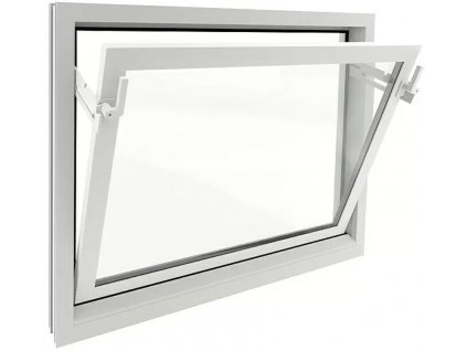 Suterénní plastové okno vyklápěcí 80 x 60 cm / dvojité izolační zasklení / bílá