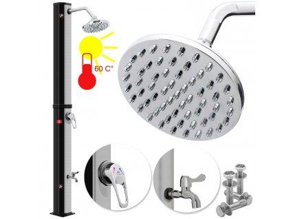 Kesser solární sprcha 20 l / zahradní sprcha / sprchová hlavice / černo - stříbrná