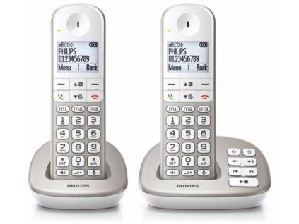 Philips bezdrátové telefony s záznamníkem XL495 duo / stříbrný / XL4952S/05