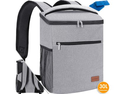 Chladicí batoh Kesser / piknikový vak / batoh na přepravu potravin / 30l / chladicí pytel / šedý