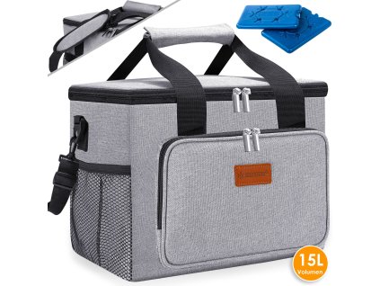 Chladicí box Kesser / piknikový košík / koš na přepravu potravin / 15l / chladicí taška / šedý