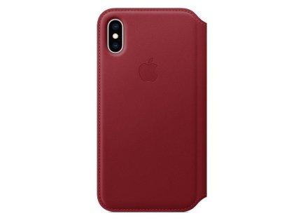 Pouzdro na mobil flipové Apple Leather Folio na iPhone Xs - (PRODUCT)RED - červené