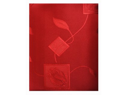 EmaHome - Ubrus kulatý s ochranou proti skvrnám 140 cm / tmavě červená se vzorem