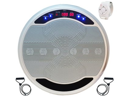 Fitness vibrační deska / vibrační trenažér / LED osvětlení / Stříbrná