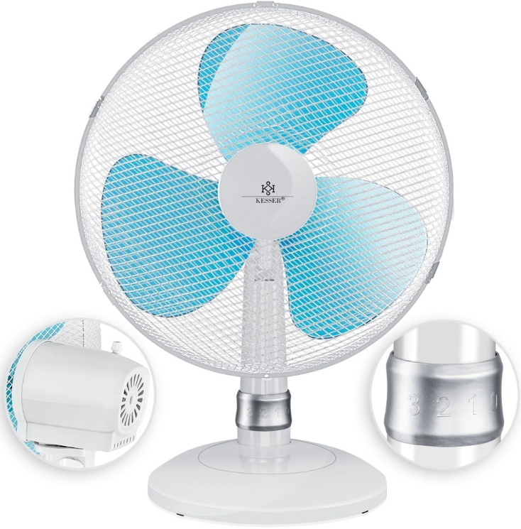 Stolní ventilátor Kesser / 50 W / Ø 30 cm / bílá