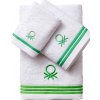 Sada 3ks osušek Casa Benetton 30x50, 50x90, 70x140 cm / 100% bavlna / bílá se zeleným logem