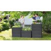 Vyvýšený plastový záhon Garantia Ergo Quadro L / 80 x 80 x 25 cm / plast / 140 l / antracitová