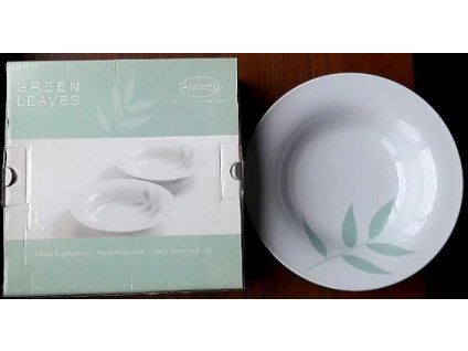 Sada 2 hlubokých talířů Arzberg o průměru 24 cm s potiskem - zelené listy