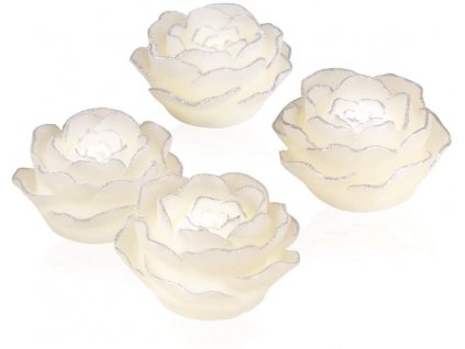 EASYmaxx - LED svíčky - růže se stříbrným lemem - sada 4