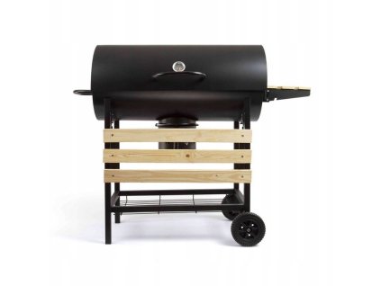Zahradní gril BBQ-SK29A / odklápěcí kryt / na kolech / teploměr / nádoba na popel
