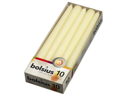 Svíčky Bolsius kuželové / 24,5 cm / bílé / 10 / 25229