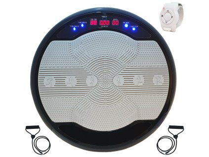 Fitness vibrační deska / vibrační trenažér / LED osvětlení / Černá