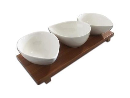 Sada 3 porcelánových misek na omáčky s podnosem La Porcellana Bianca Salsiera