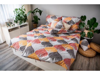 Povlečení 3dílné LP Saten EMA - Blade / 70x90+140x200cm / bavlna + povlak na polštář 40x40cm