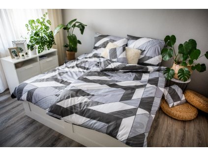 Posteľné prádlo 3dielne LP Saten EMA - Kevin / 70x90+140x200cm / bavlna + povlak na vankúš 40x40cm