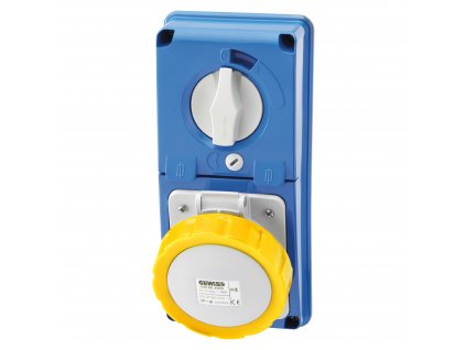 Zásuvka s poistkou Gewiss GW66323N / 100-130 V / IP67 / modrá/žltá