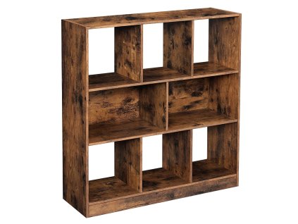 Dřevěná rustikální knihovna 86 x 28 x 94,5 cm / dřevo / hnědá