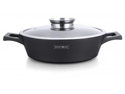Plytký kastról s granitovým povrchom a aromatickou pokličkou 36 cm Royalty Line / čierna
