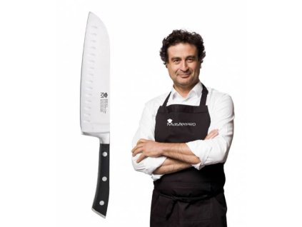 Kuchynský nôž Masterpro Santoku z nerezovej ocele 17,5 cm / čierna